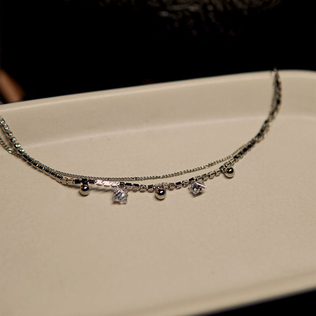 Silver diamond anklet